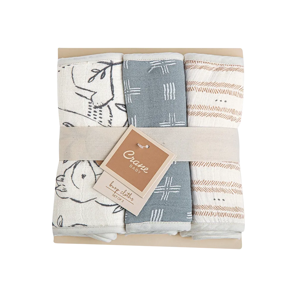 3 pc cotton burp cloths - various styles
