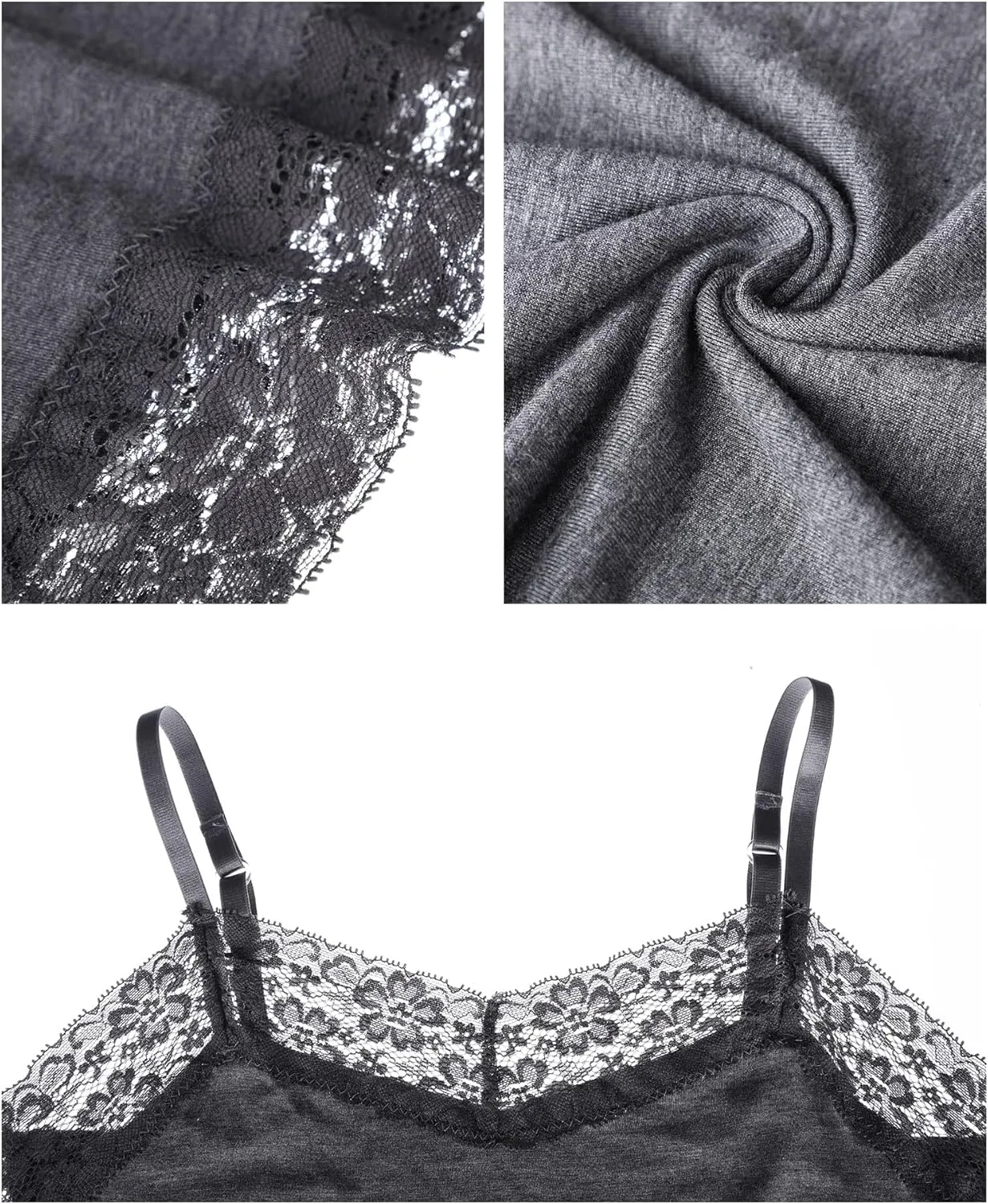 3 Pcs Women Long Camisoles Lace Tank Tops Neck Cami Adjustable Spaghetti Strap Lace Trim Tank Top for Women Wearing