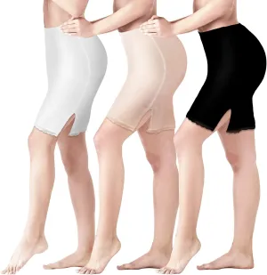 3 Pieces Half Slip for Women Under Dresses Lace Short Trim Half Slips for Underskirt Black White Nude Half Slip Dress