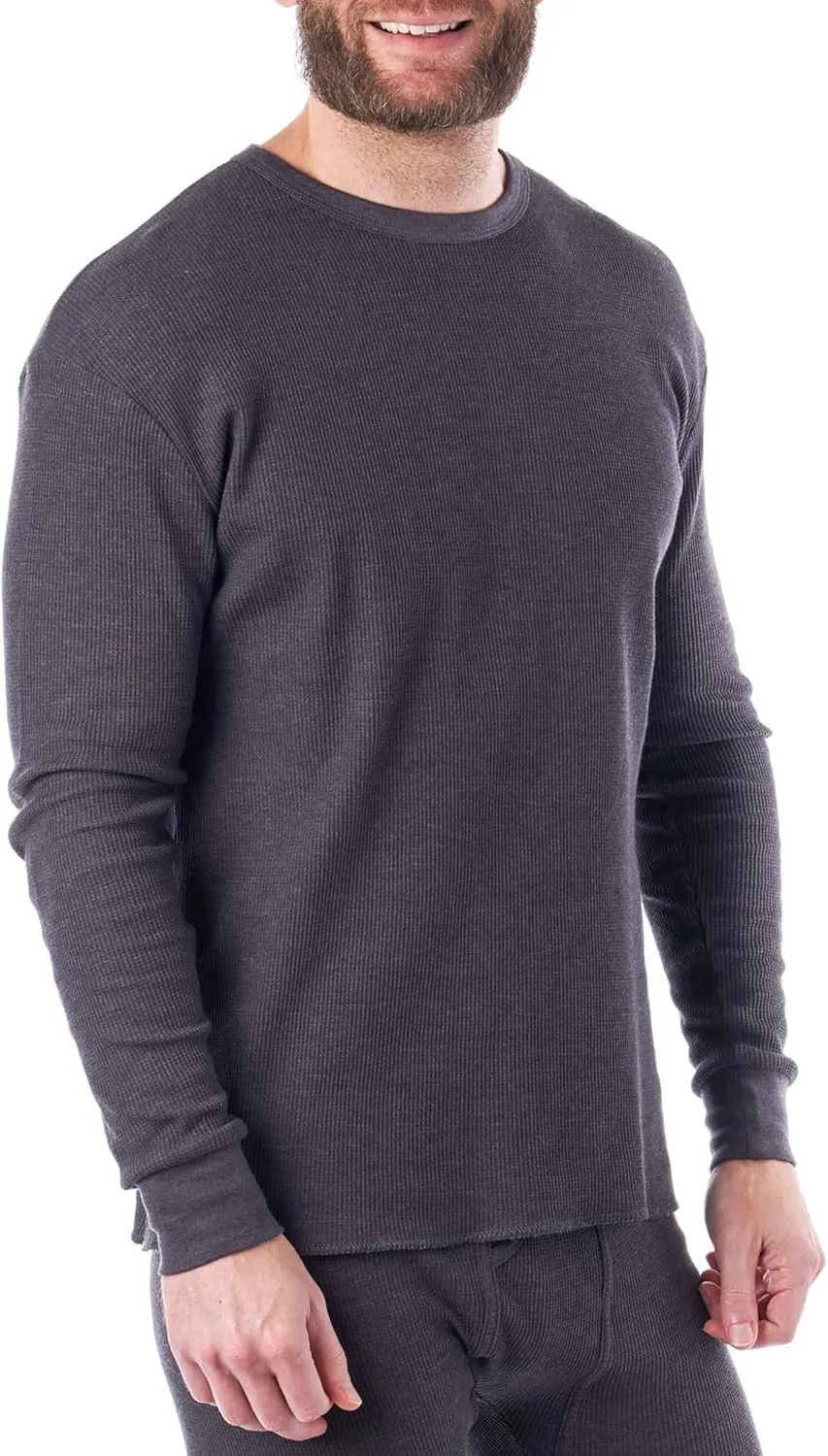 Alpine Swiss Mens Thermal Long Sleeve Top Underwear Crew Neck Shirt Waffle Knit Henley Base Layer