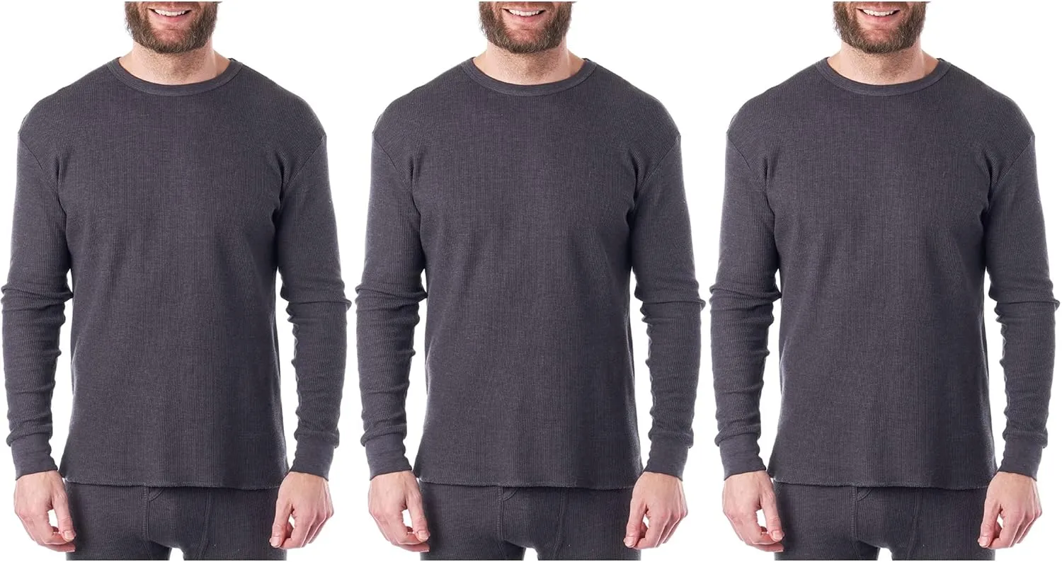 Alpine Swiss Mens Thermal Long Sleeve Top Underwear Crew Neck Shirt Waffle Knit Henley Base Layer