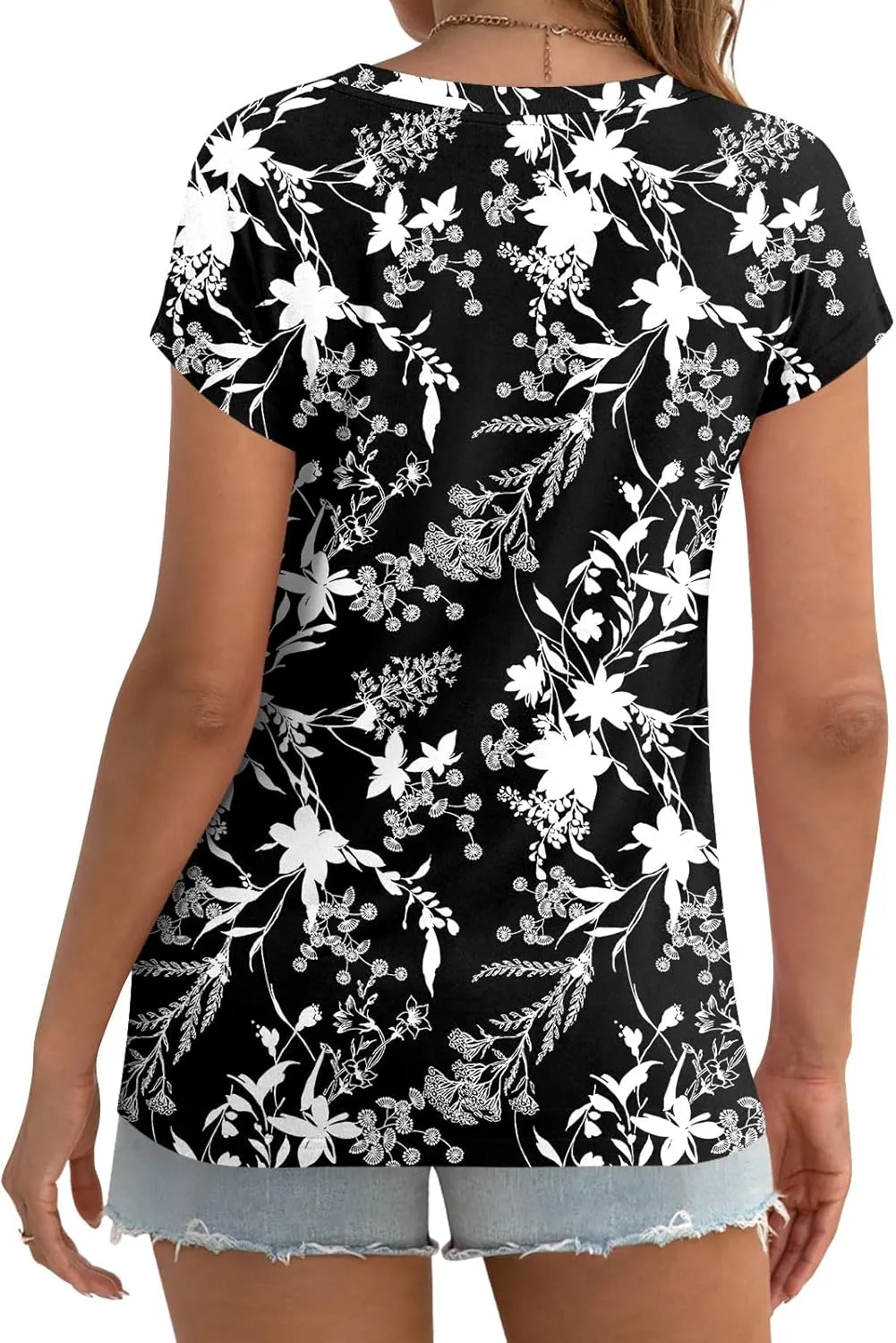 Anydoll Women's 2025 Summer Tunic Tops Casual Short Sleeve T Shirts Front Twist Loose Blouse