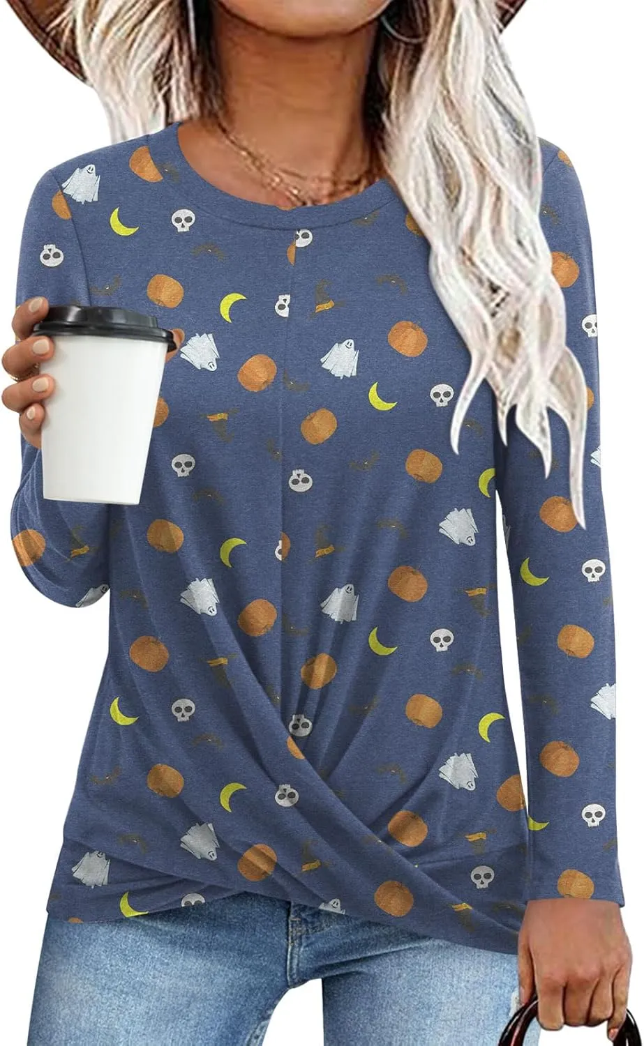 Anymiss 2025 Womens Spring Long Sleeve Tunic Tops Casual Winter Twist Front Blouse Crewneck T-Shirts M-2XL