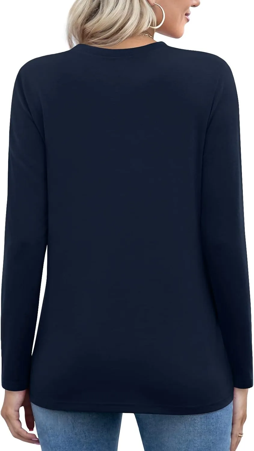 Anymiss 2025 Womens Spring Long Sleeve Tunic Tops Casual Winter Twist Front Blouse Crewneck T-Shirts M-2XL
