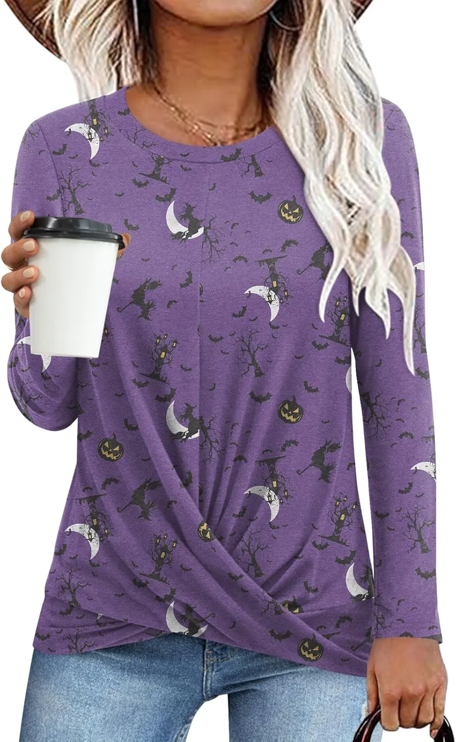 Anymiss 2025 Womens Spring Long Sleeve Tunic Tops Casual Winter Twist Front Blouse Crewneck T-Shirts M-2XL