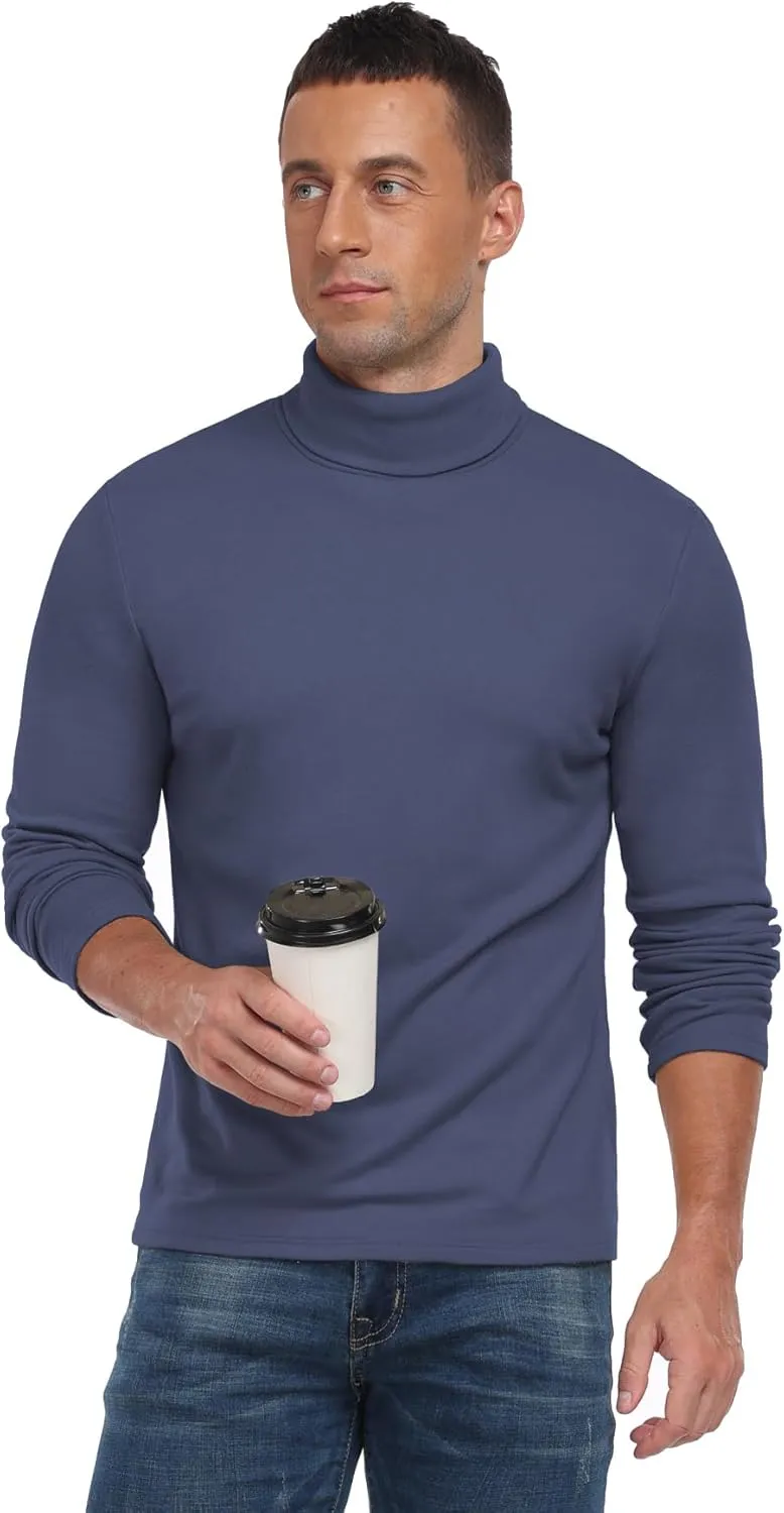 Askdeer Men's Turtleneck Long Sleeve Shirts Thermal Underwear Tops Basic Pullover Sweater Tees