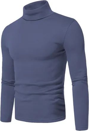 Askdeer Men's Turtleneck Long Sleeve Shirts Thermal Underwear Tops Basic Pullover Sweater Tees