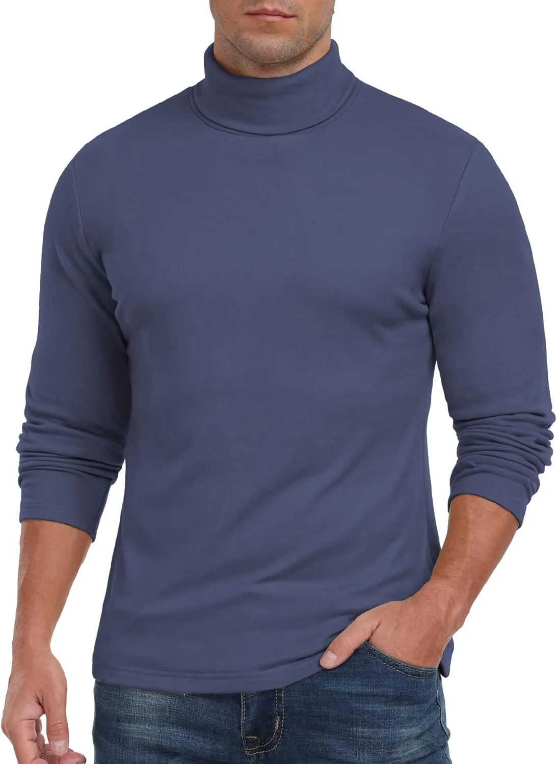 Askdeer Men's Turtleneck Long Sleeve Shirts Thermal Underwear Tops Basic Pullover Sweater Tees