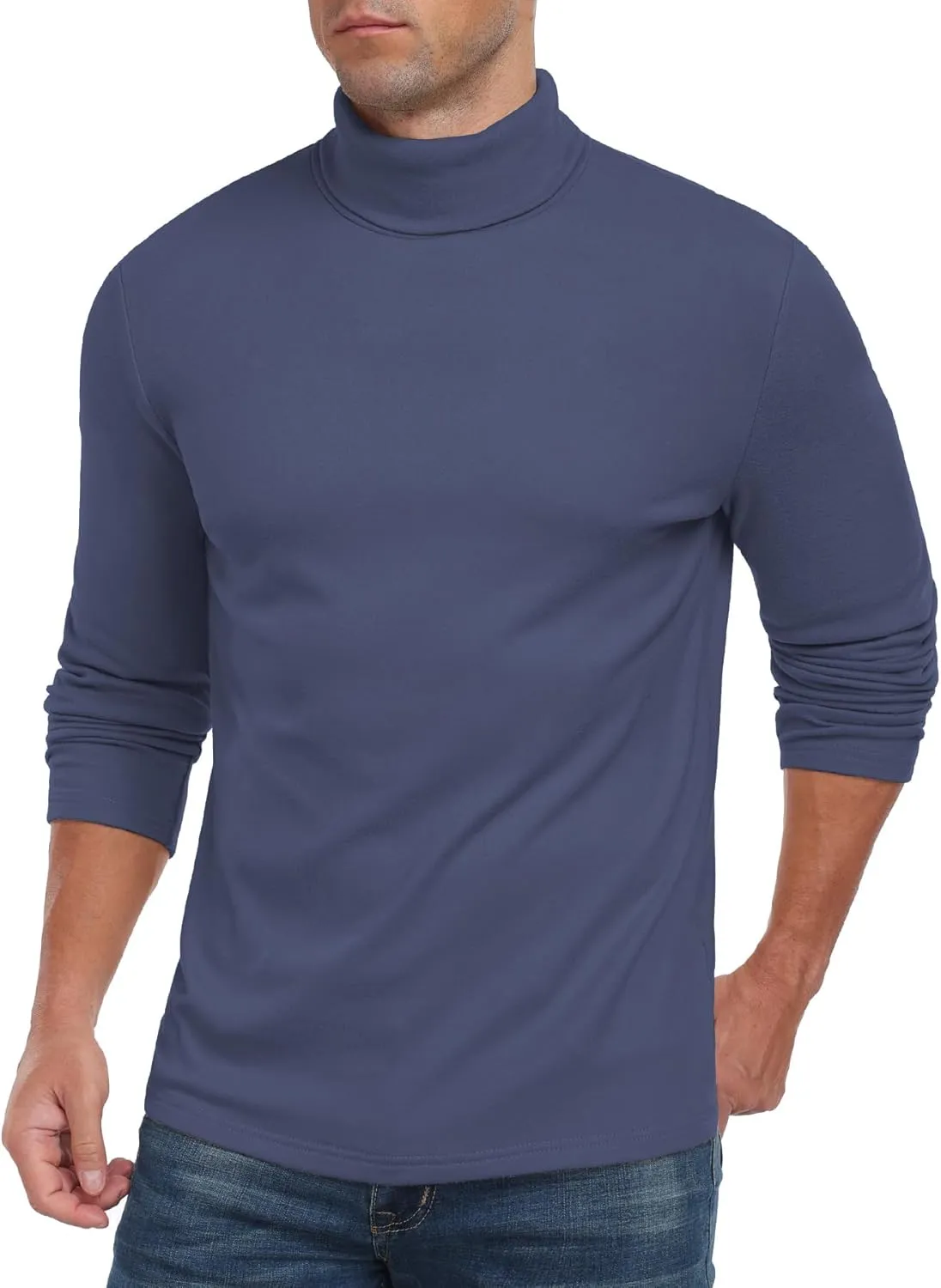 Askdeer Men's Turtleneck Long Sleeve Shirts Thermal Underwear Tops Basic Pullover Sweater Tees