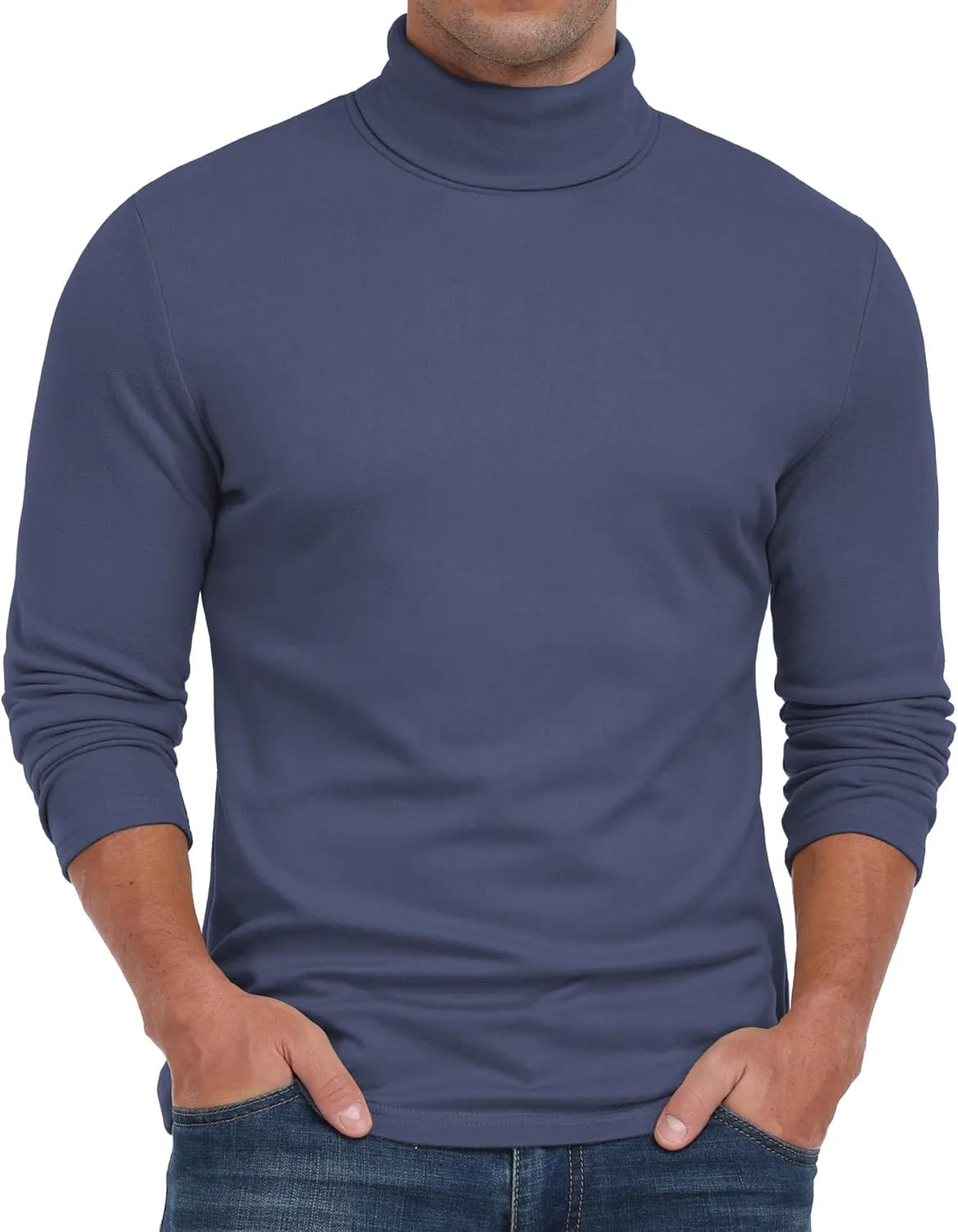 Askdeer Men's Turtleneck Long Sleeve Shirts Thermal Underwear Tops Basic Pullover Sweater Tees