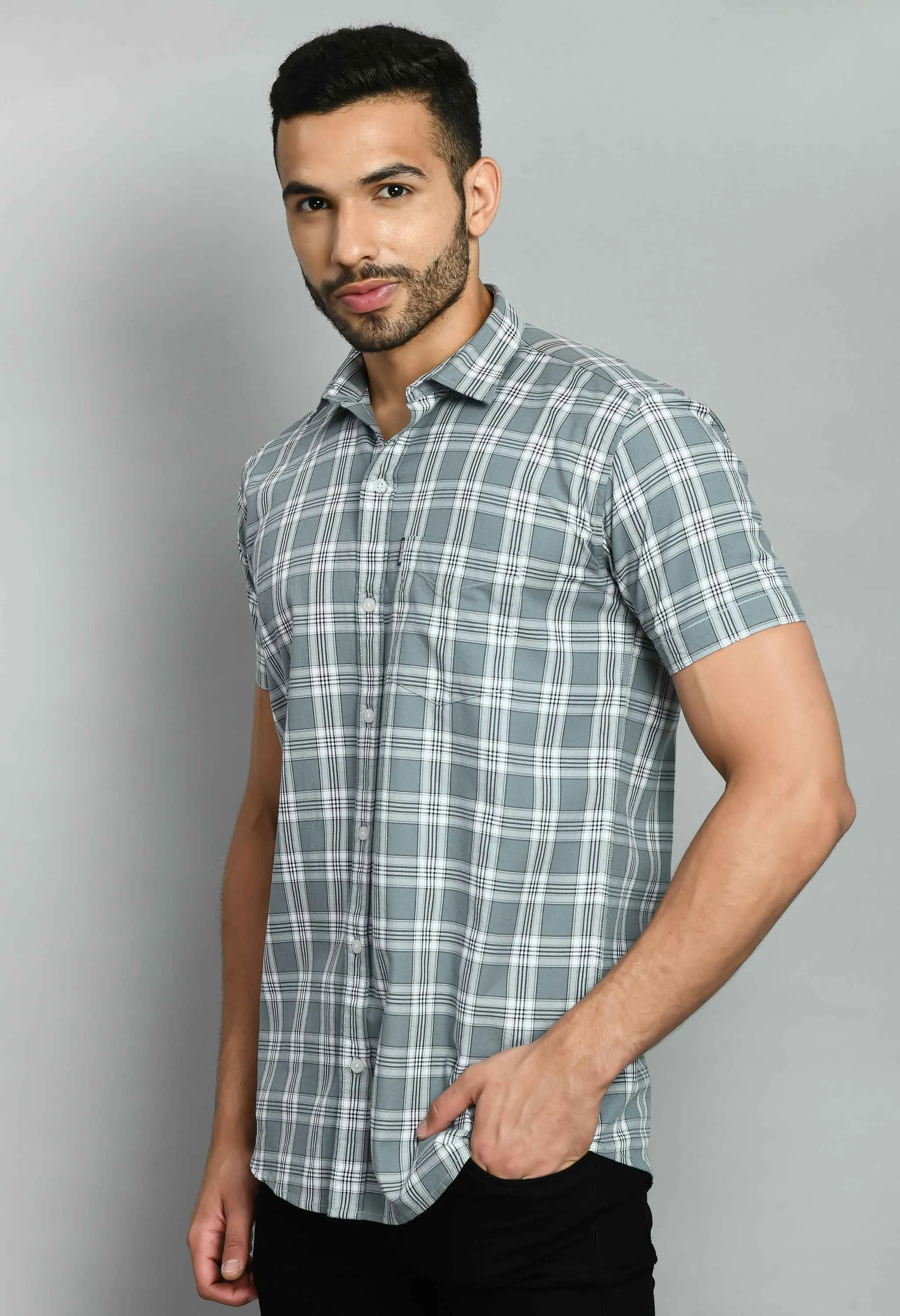 Big Checks Light Gray Shirt