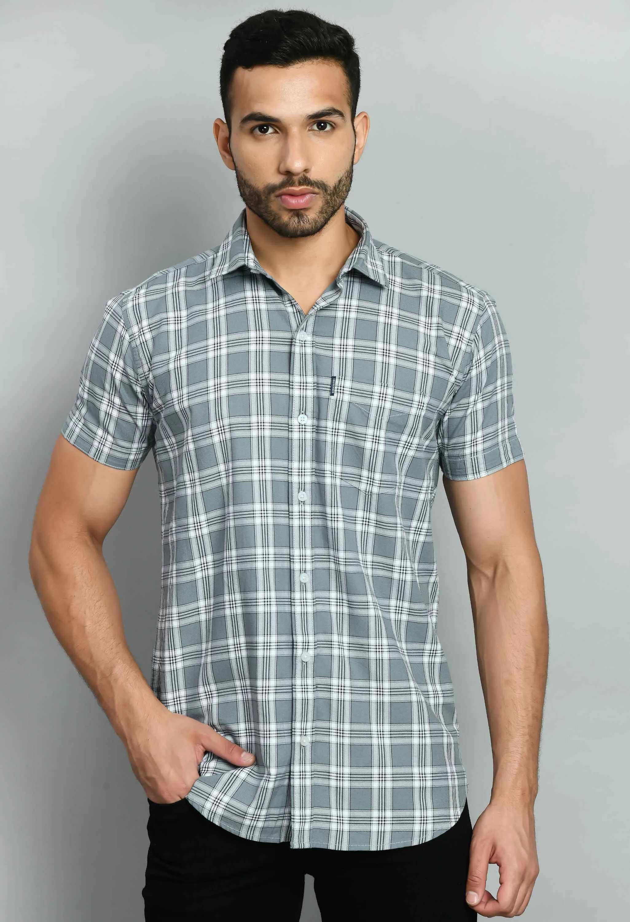Big Checks Light Gray Shirt
