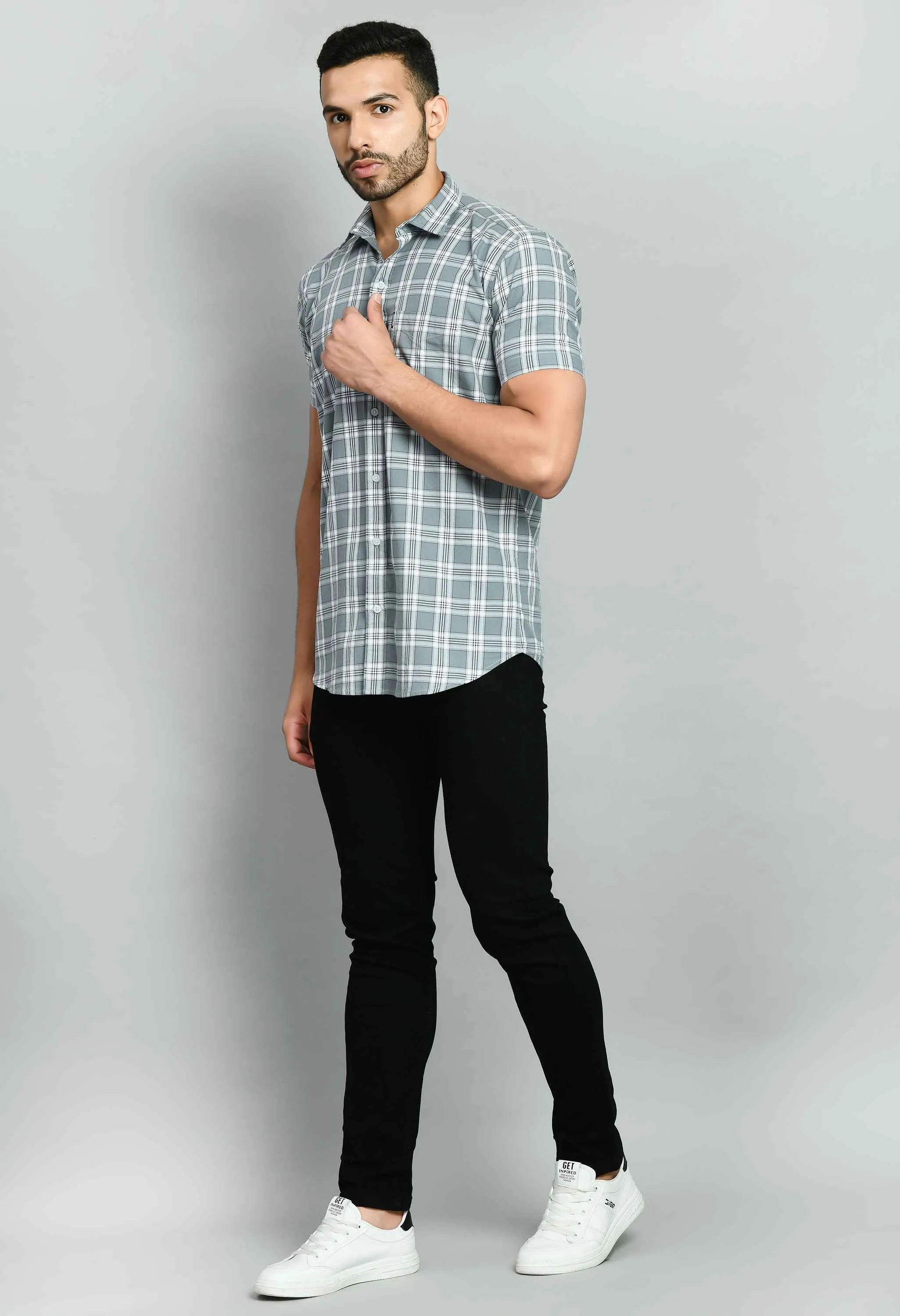 Big Checks Light Gray Shirt