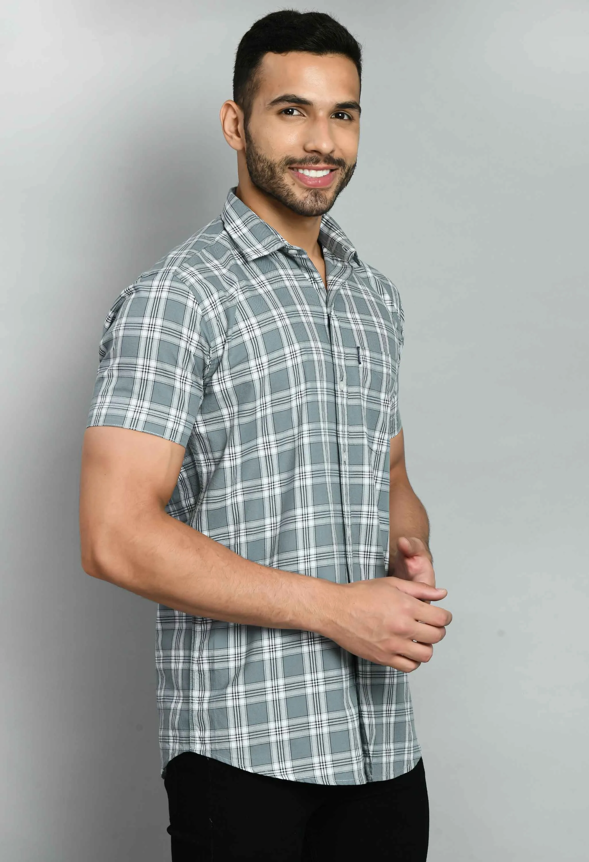 Big Checks Light Gray Shirt