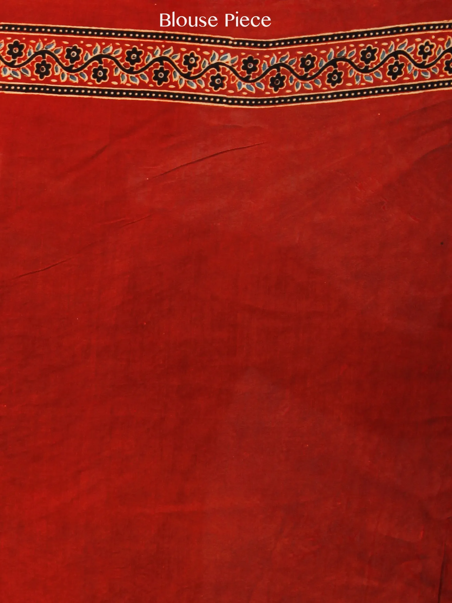 Black Red Indigo Ajrakh Hand Block Printed Modal Silk Saree in Natural Colors - S031703366