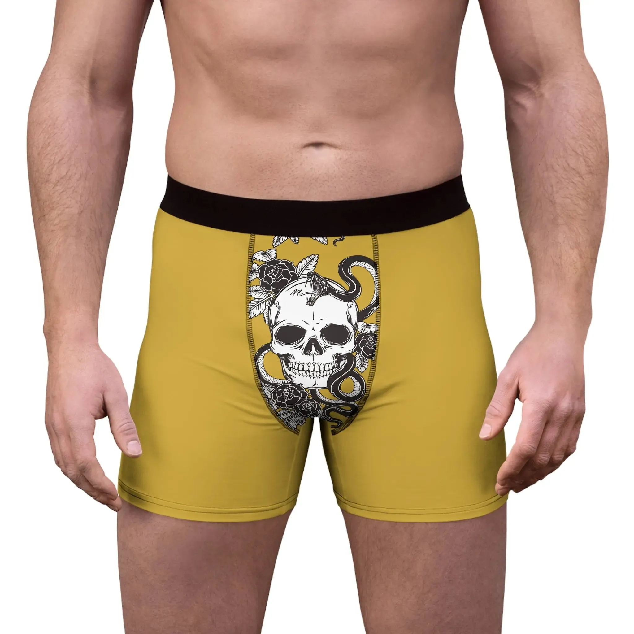 Boxer Men Briefs Skulls Mustard Yellow