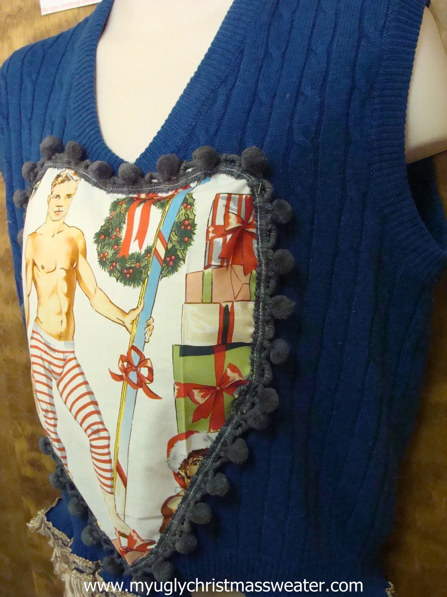 Bright Blue Funny Mens Hottie Guy Ugly Christmas Sweater Vest
