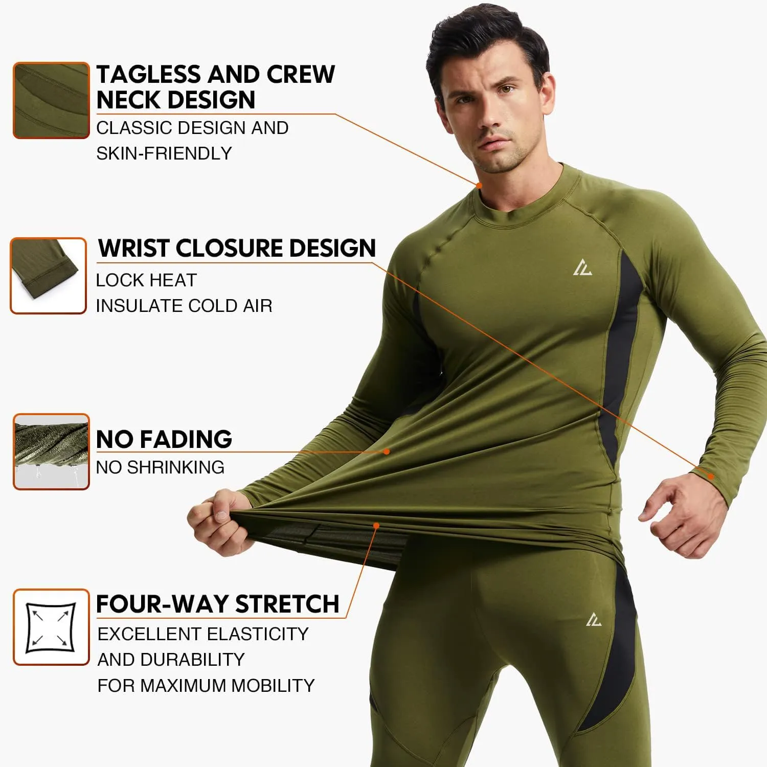 CL convallaria Thermal Underwear Long Johns Set Mens Winter Gift Hunting Gear Sport Base Layer Bottom Top