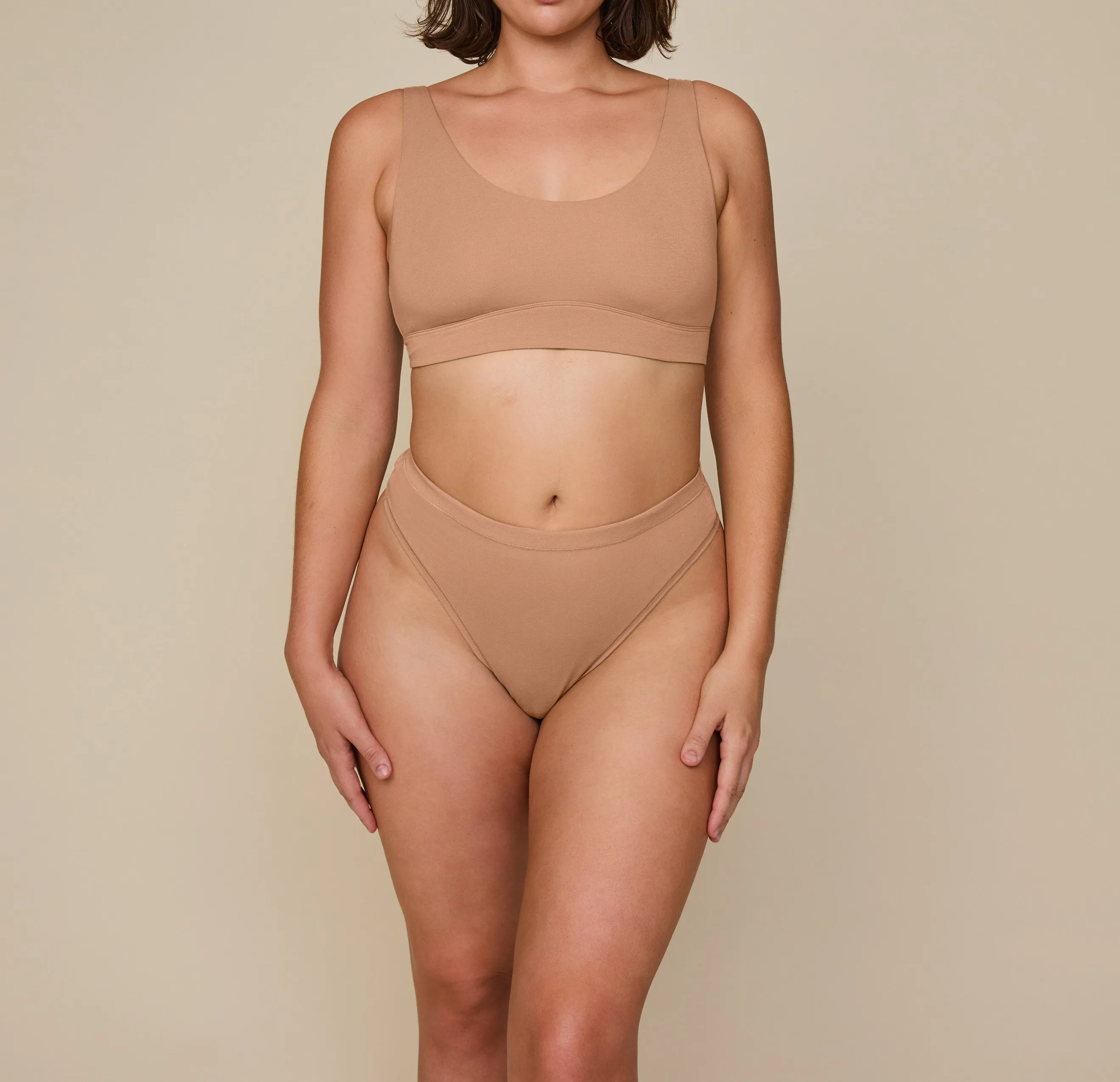 Cloud Cotton Highwaist Thong - Dune