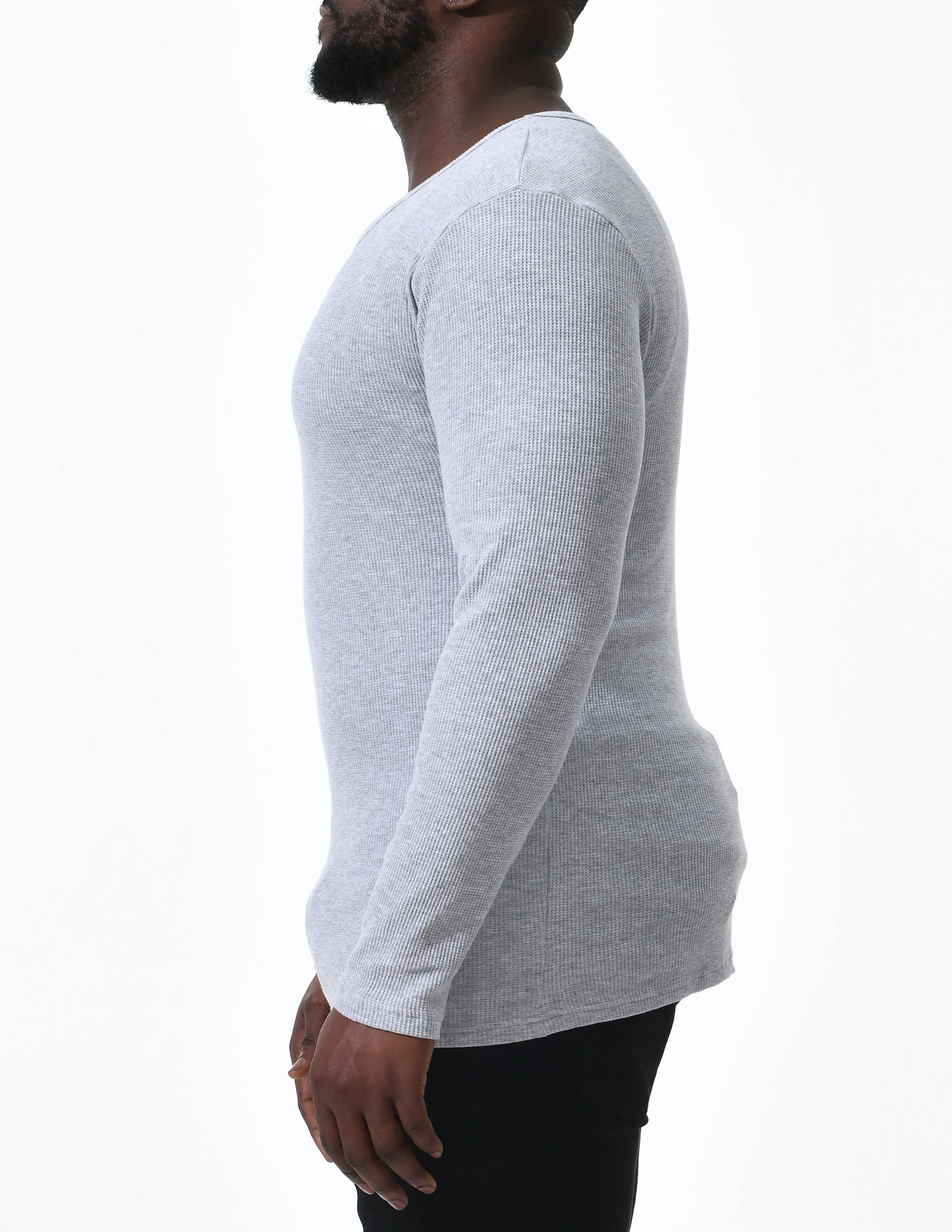 Comfneat Men's 2-Pack Thermal Long Sleeve Undershirt Waffle Knit Soft Comfy Crew Neck Underwear Top