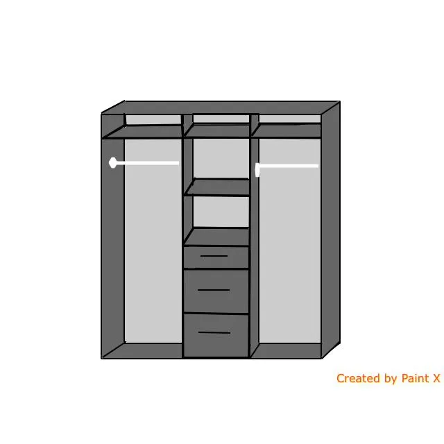 Compact 3 Doors 3 Drawers Mirrored Wardrobe Grey White