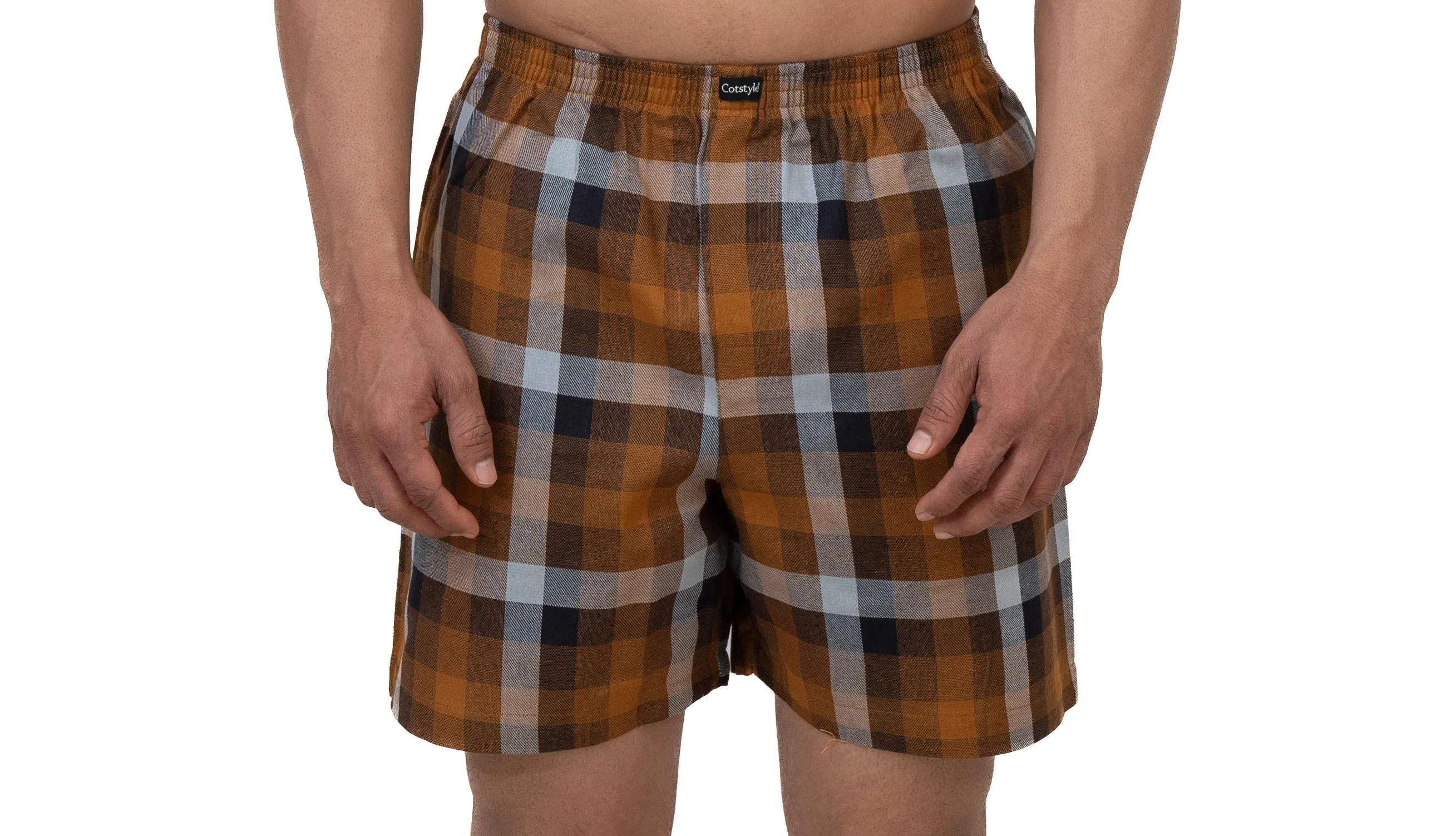 Cotstyle Red & Black Colour Cotton Fabrics Checks Printed Above Knee Length Casuals Mens Wear Boxers - Pack of 2