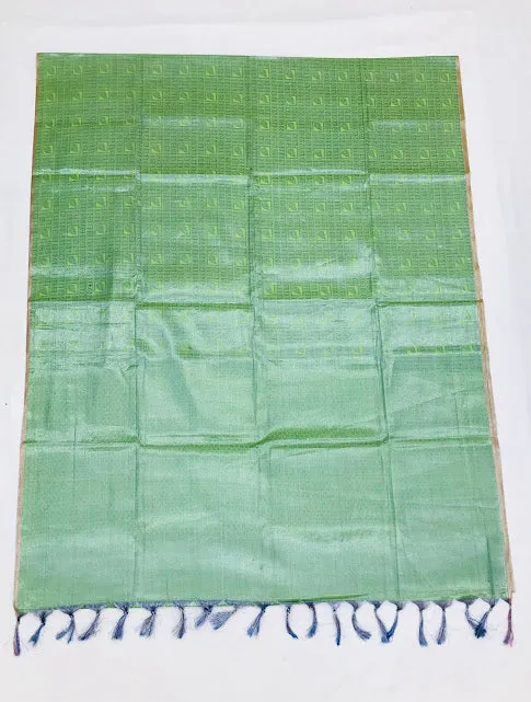 Delightful Light Green Color Art Silk With Contrast Border Unique Design Saree For Women