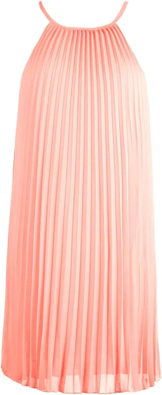 Ellames Women's 2024 Summer Spaghetti Strap Pleated Casual Swing Dress with Belt