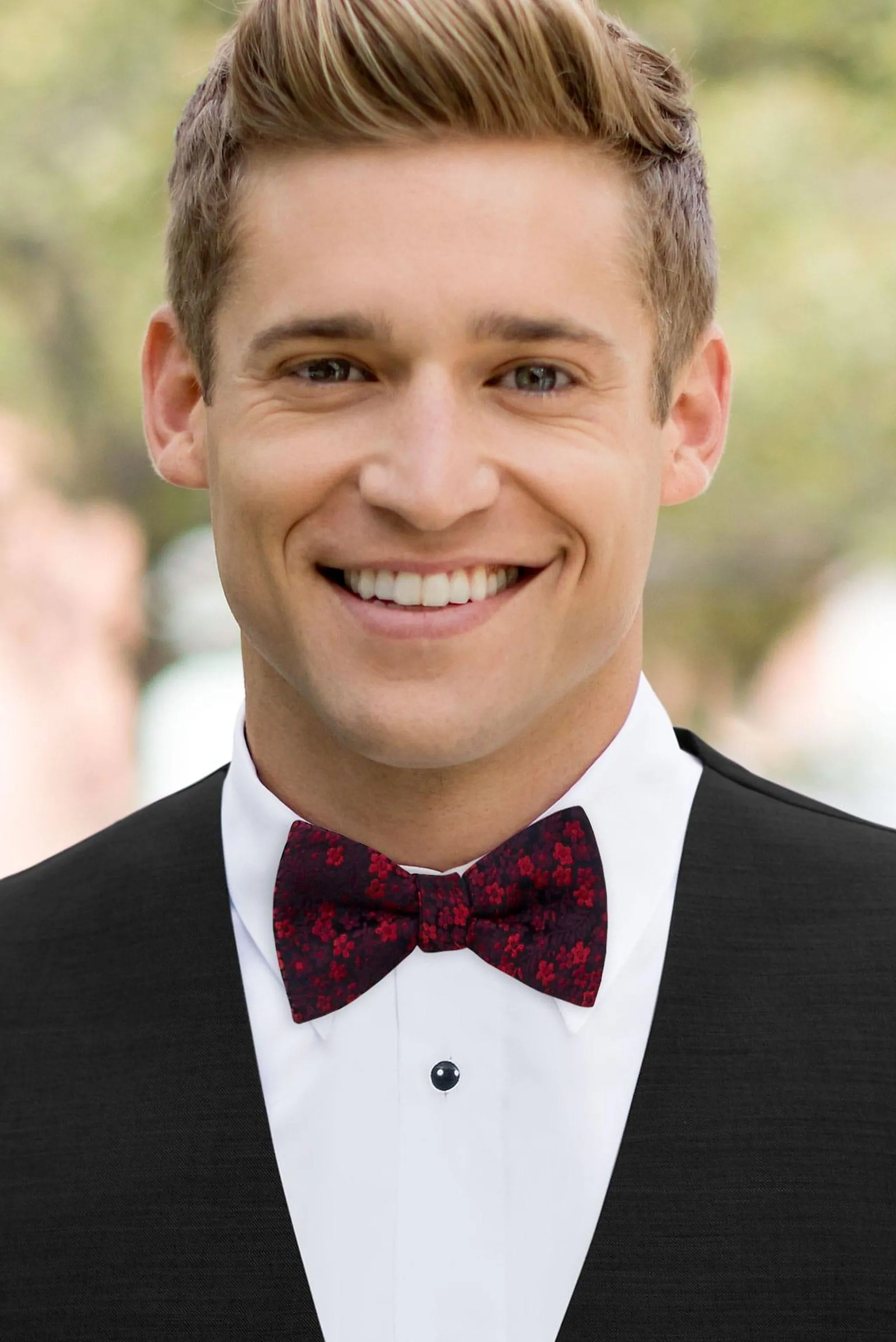 Floral Apple Red Bow Tie