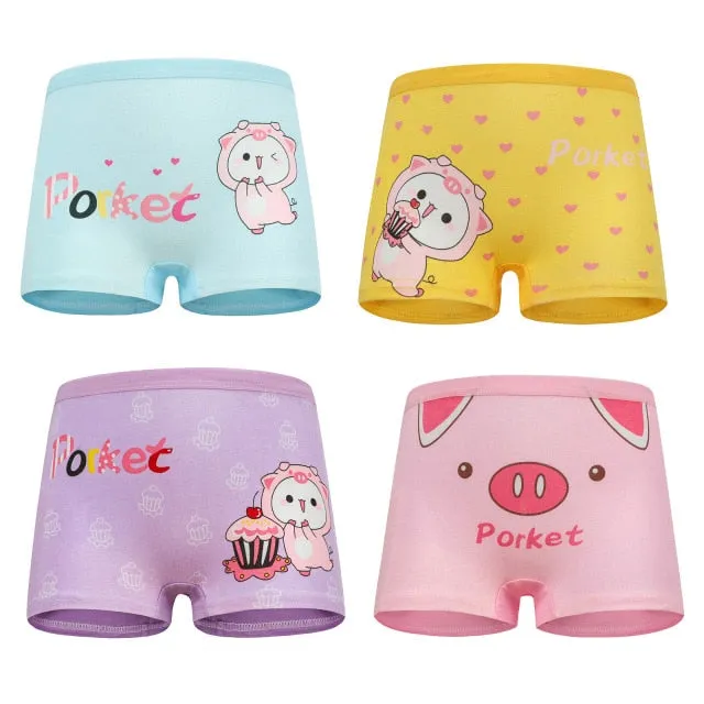Girl’s Cotton Underwear for Children (4-Packs)
