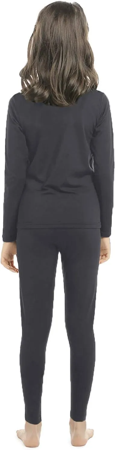 Girls Thermal Underwear Set for Kids Long Johns Fleece Lined Base Layer Top & Bottom Cold Winter Thermals