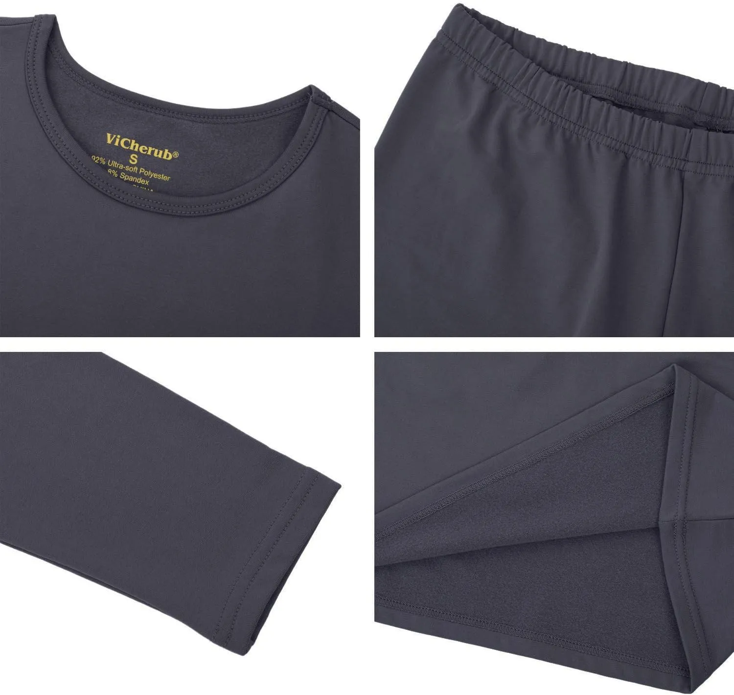 Girls Thermal Underwear Set for Kids Long Johns Fleece Lined Base Layer Top & Bottom Cold Winter Thermals
