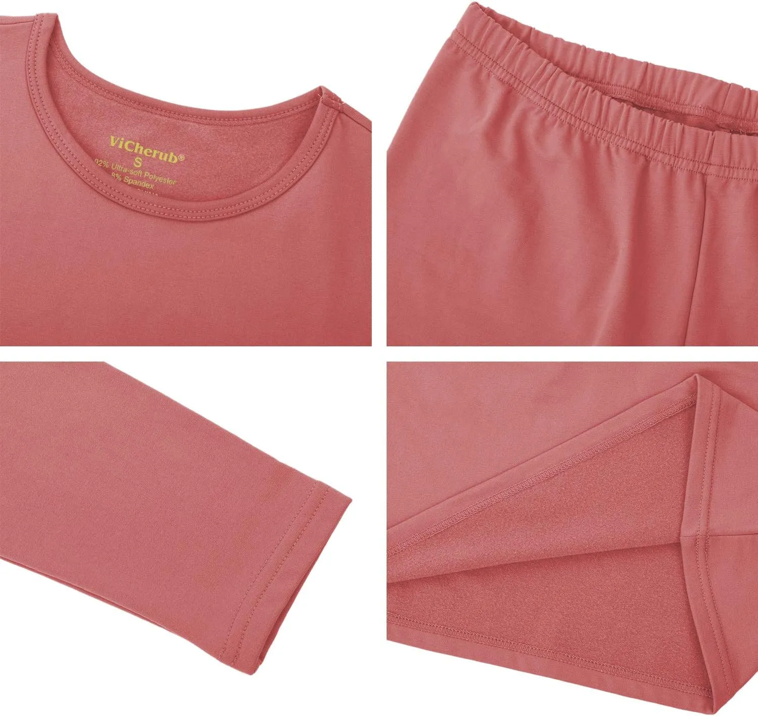 Girls Thermal Underwear Set for Kids Long Johns Fleece Lined Base Layer Top & Bottom Cold Winter Thermals