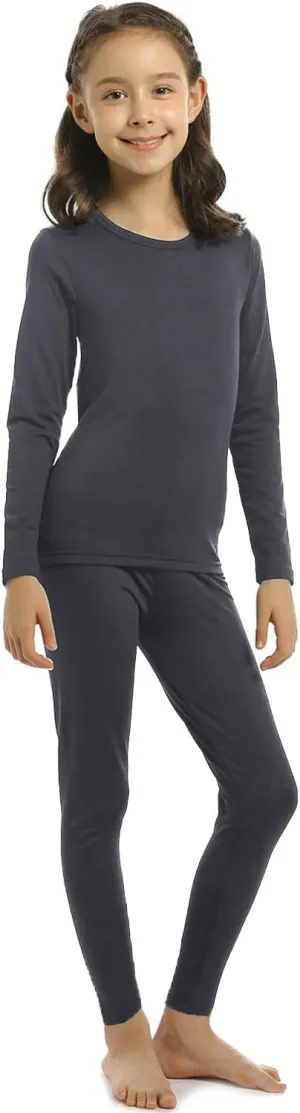 Girls Thermal Underwear Set for Kids Long Johns Fleece Lined Base Layer Top & Bottom Cold Winter Thermals