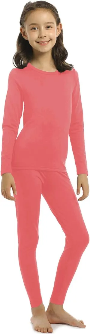 Girls Thermal Underwear Set for Kids Long Johns Fleece Lined Base Layer Top & Bottom Cold Winter Thermals
