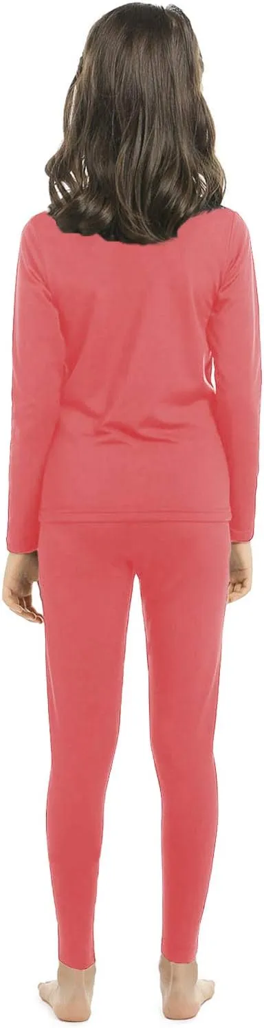 Girls Thermal Underwear Set for Kids Long Johns Fleece Lined Base Layer Top & Bottom Cold Winter Thermals