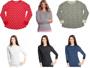 Hanes Women's X-Temp Thermal Underwear - Solids and Printed Long Sleeve Crew Top