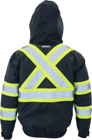 JORESTECH High Visibility Reflective Safety Bomber Jacket Waterproof X in Back ANSI/ISEA Class 1 Type O/CSA Z96