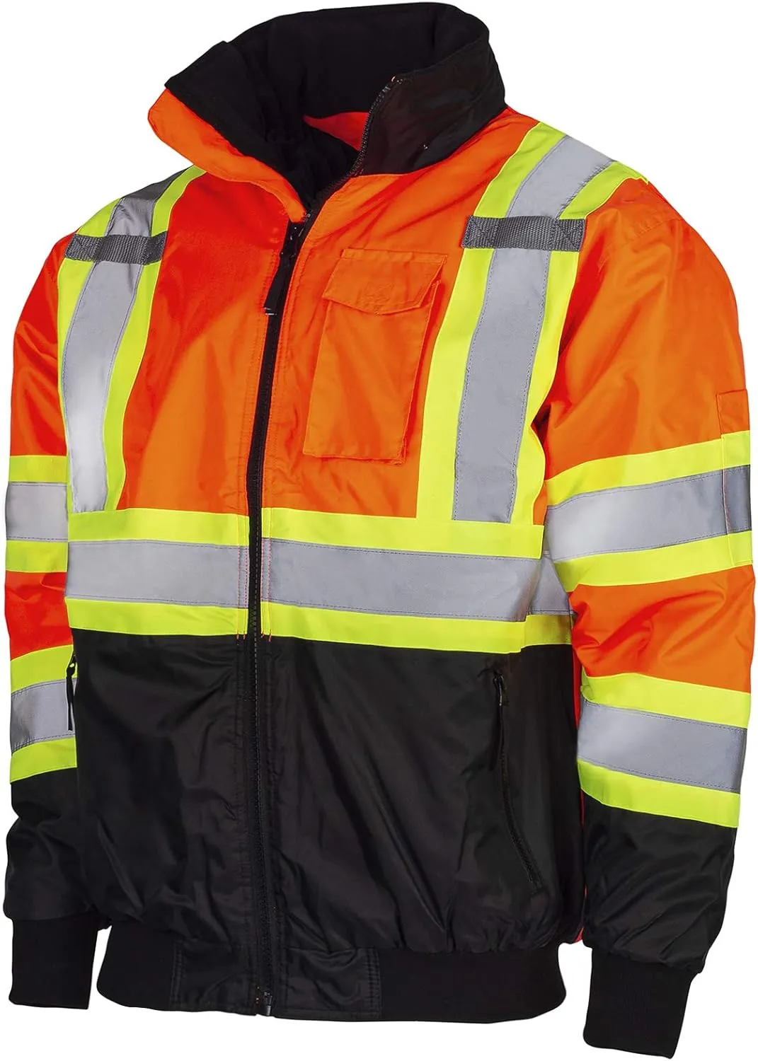 JORESTECH High Visibility Reflective Safety Bomber Jacket Waterproof X in Back ANSI/ISEA Class 1 Type O/CSA Z96
