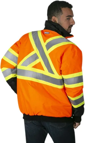 JORESTECH High Visibility Reflective Safety Bomber Jacket Waterproof X in Back ANSI/ISEA Class 1 Type O/CSA Z96