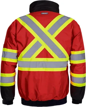 JORESTECH High Visibility Reflective Safety Bomber Jacket Waterproof X in Back ANSI/ISEA Class 1 Type O/CSA Z96