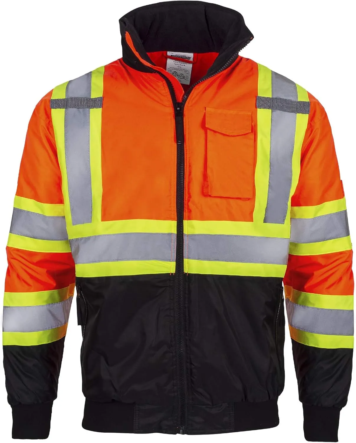 JORESTECH High Visibility Reflective Safety Bomber Jacket Waterproof X in Back ANSI/ISEA Class 1 Type O/CSA Z96