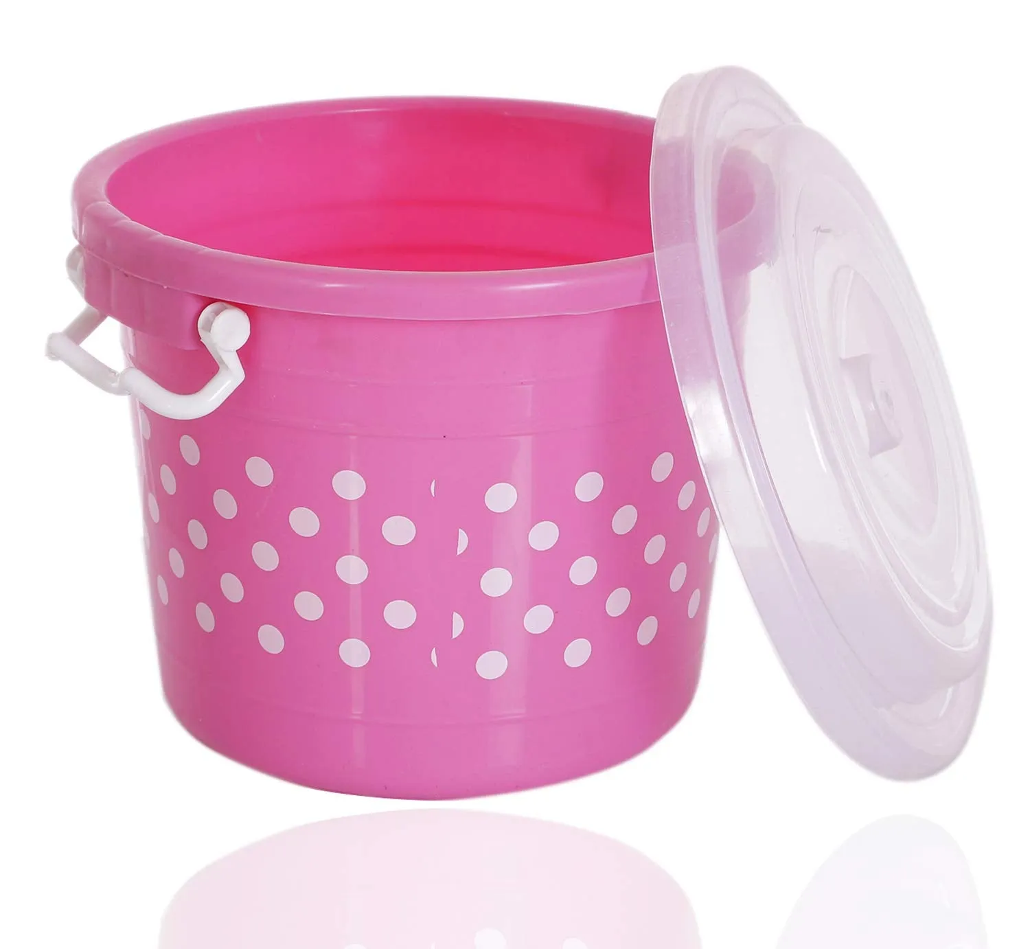 Kuber Industries Dots Design Virgin Plastic 2 Pieces Multipurpose Kitchen Storage Container With Side Lock-Handle,16 Ltrs (Blue & Pink) - CTKTC34823