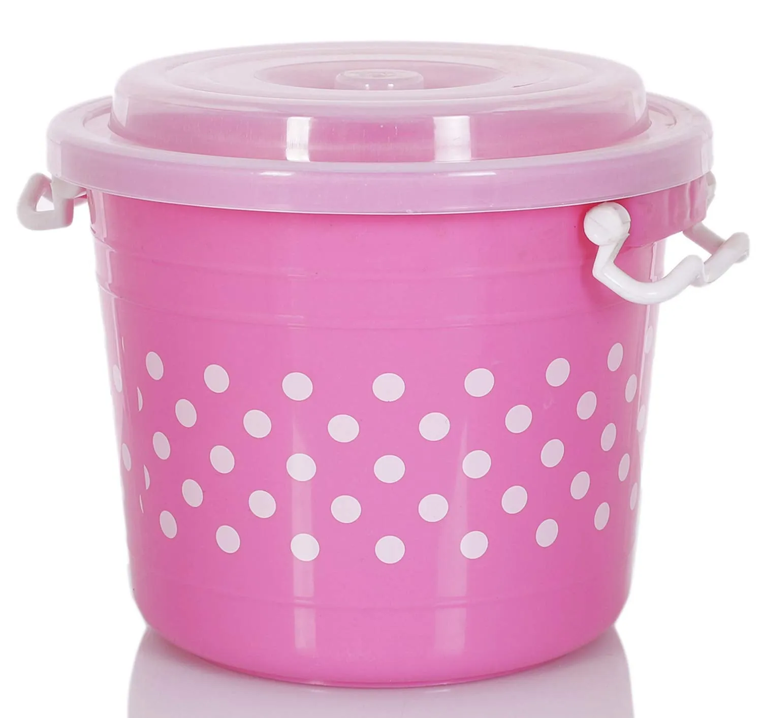 Kuber Industries Dots Design Virgin Plastic 2 Pieces Multipurpose Kitchen Storage Container With Side Lock-Handle,16 Ltrs (Blue & Pink) - CTKTC34823