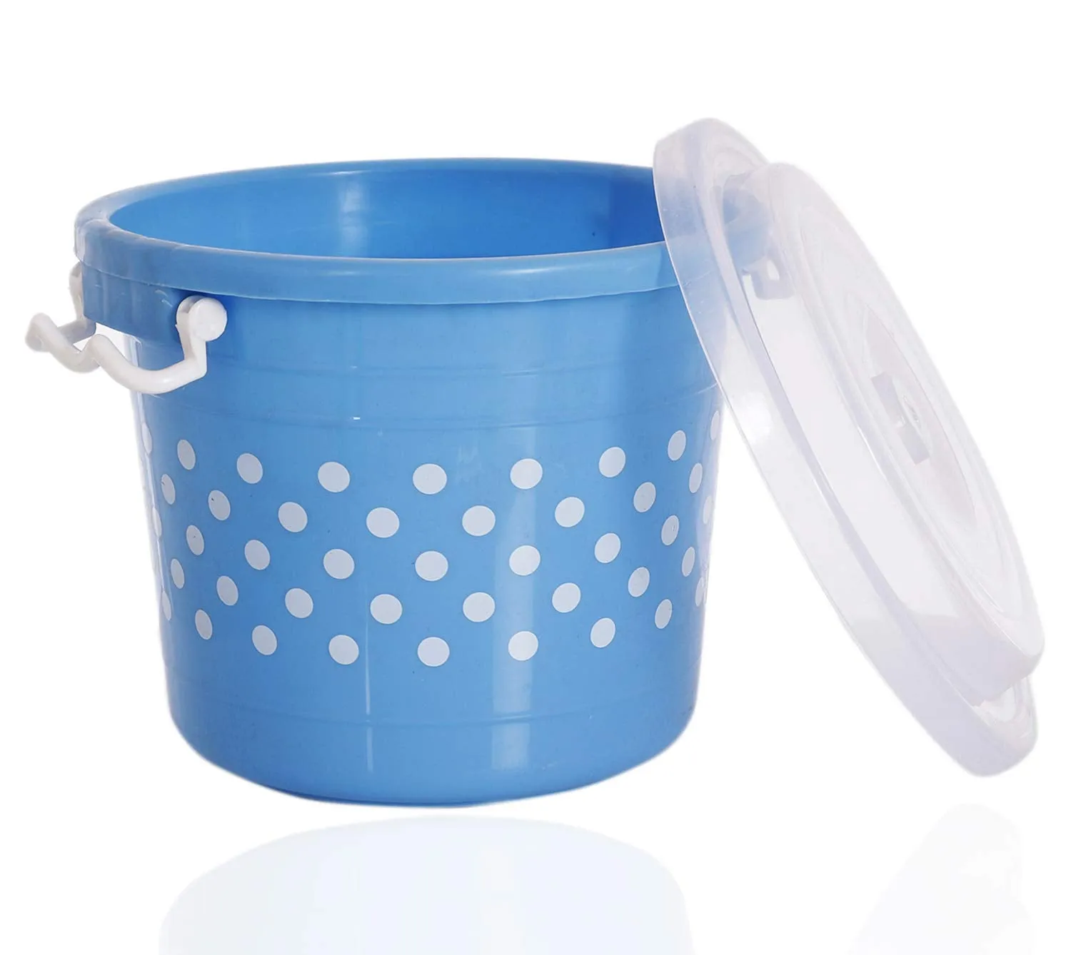 Kuber Industries Dots Design Virgin Plastic 2 Pieces Multipurpose Kitchen Storage Container With Side Lock-Handle,16 Ltrs (Blue & Pink) - CTKTC34823