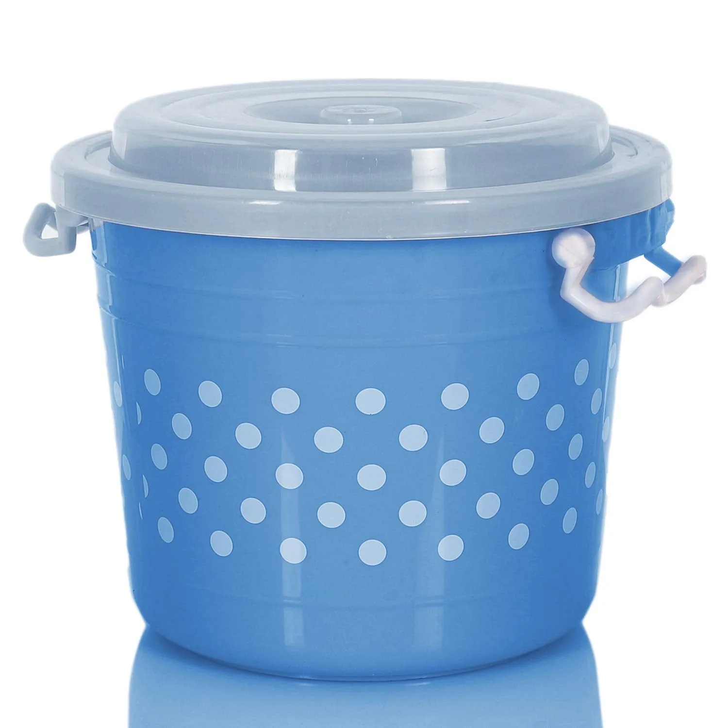 Kuber Industries Dots Design Virgin Plastic 2 Pieces Multipurpose Kitchen Storage Container With Side Lock-Handle,16 Ltrs (Blue & Pink) - CTKTC34823