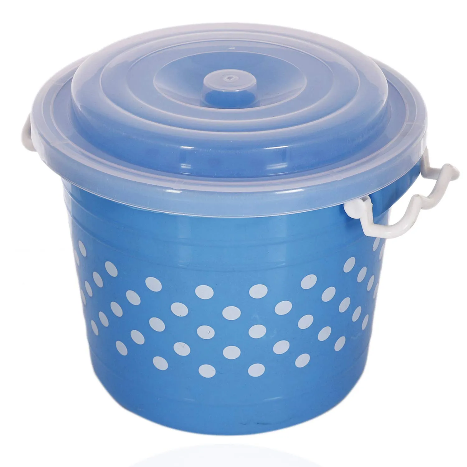 Kuber Industries Dots Design Virgin Plastic 2 Pieces Multipurpose Kitchen Storage Container With Side Lock-Handle,16 Ltrs (Blue & Pink) - CTKTC34823