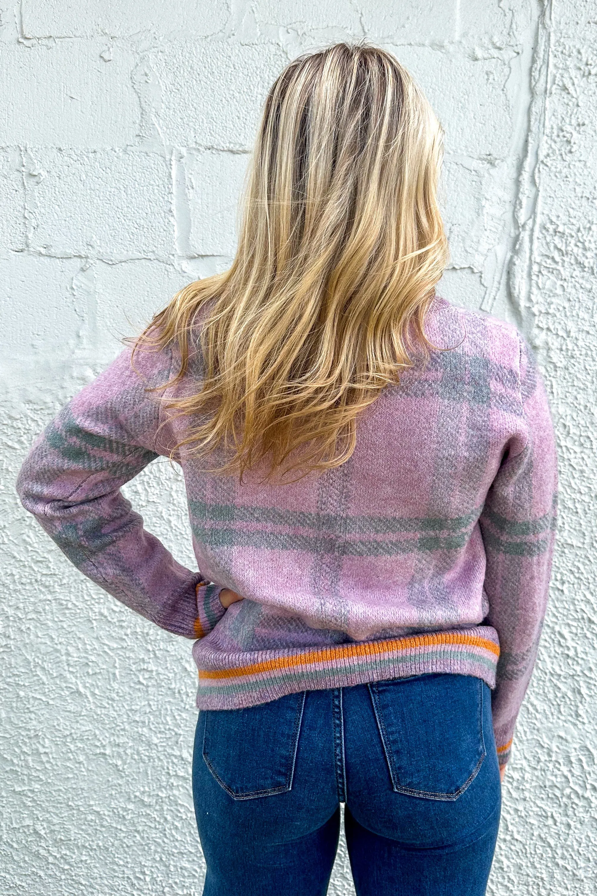 Lavender Checked Sweater