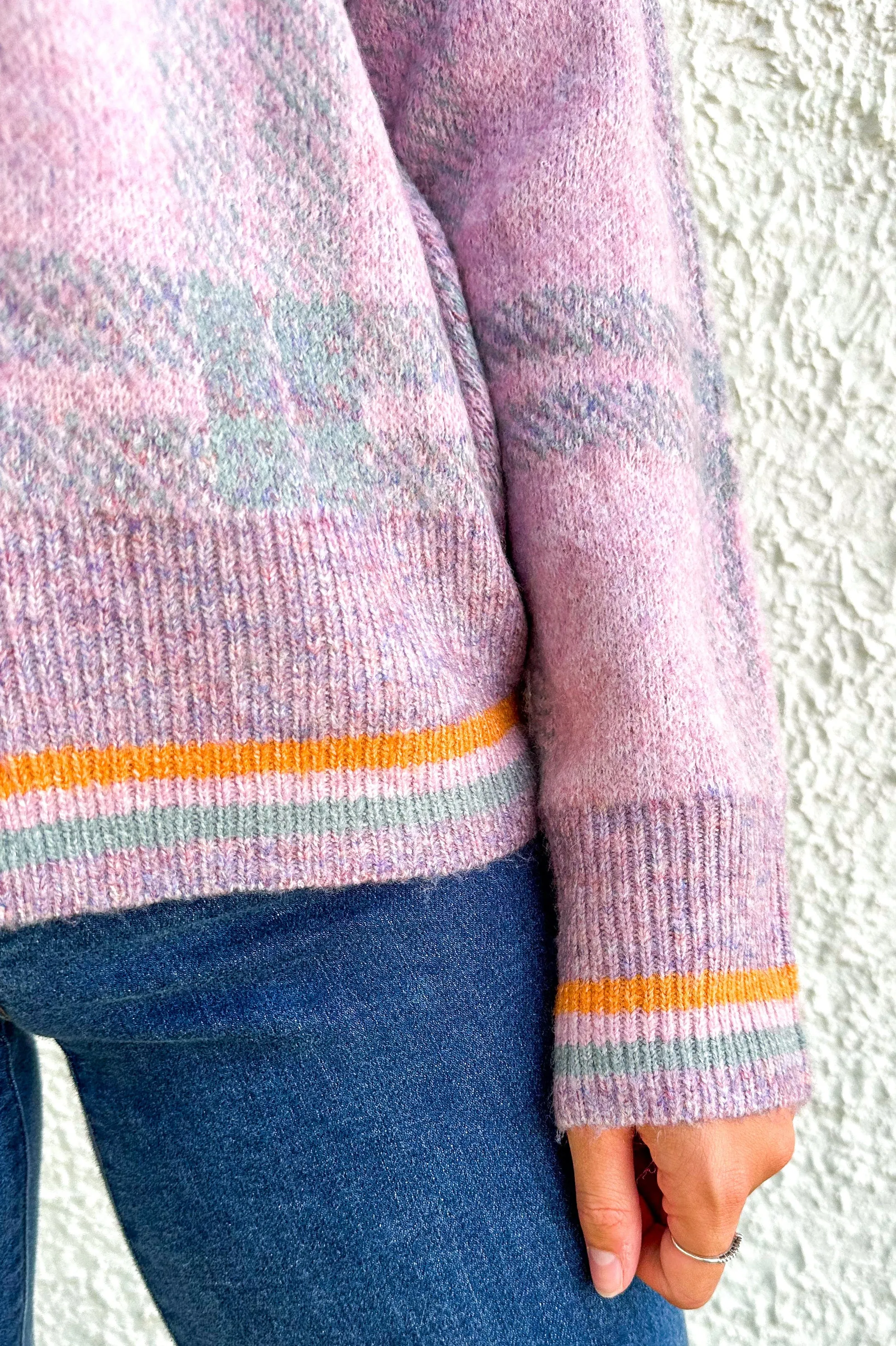 Lavender Checked Sweater