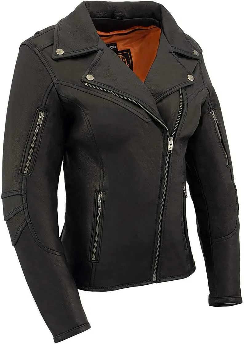 Milwaukee Leather MLL2581 Women's Black 'Classic' Leather Lightweight Long Length Vented Jacket